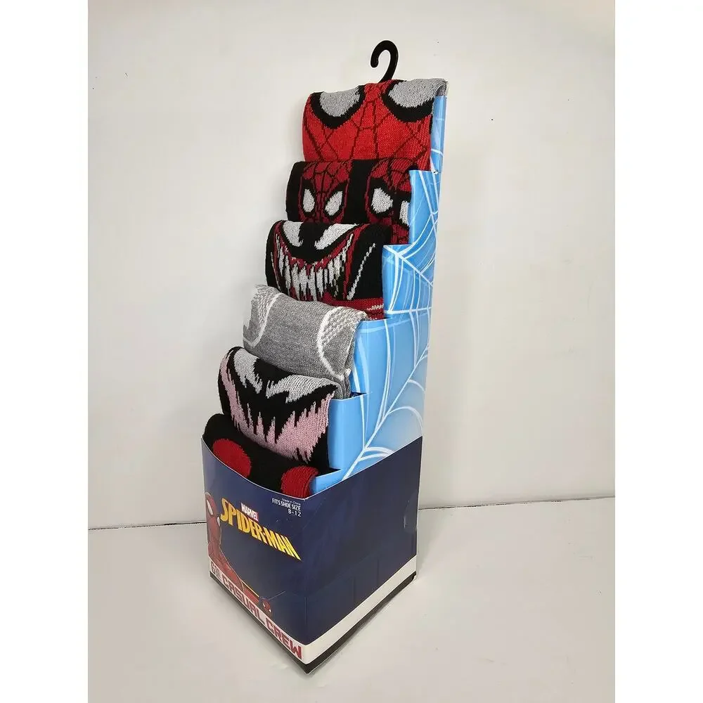 6 pair MARVEL COMICS Spiderman Hyp Venmo Carnage CREW SOCKS Athletic